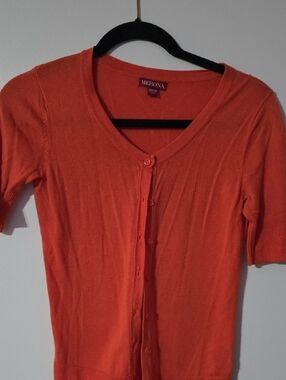 Merona Orange Short-Sleeve Button Cardigan Top - Size XS